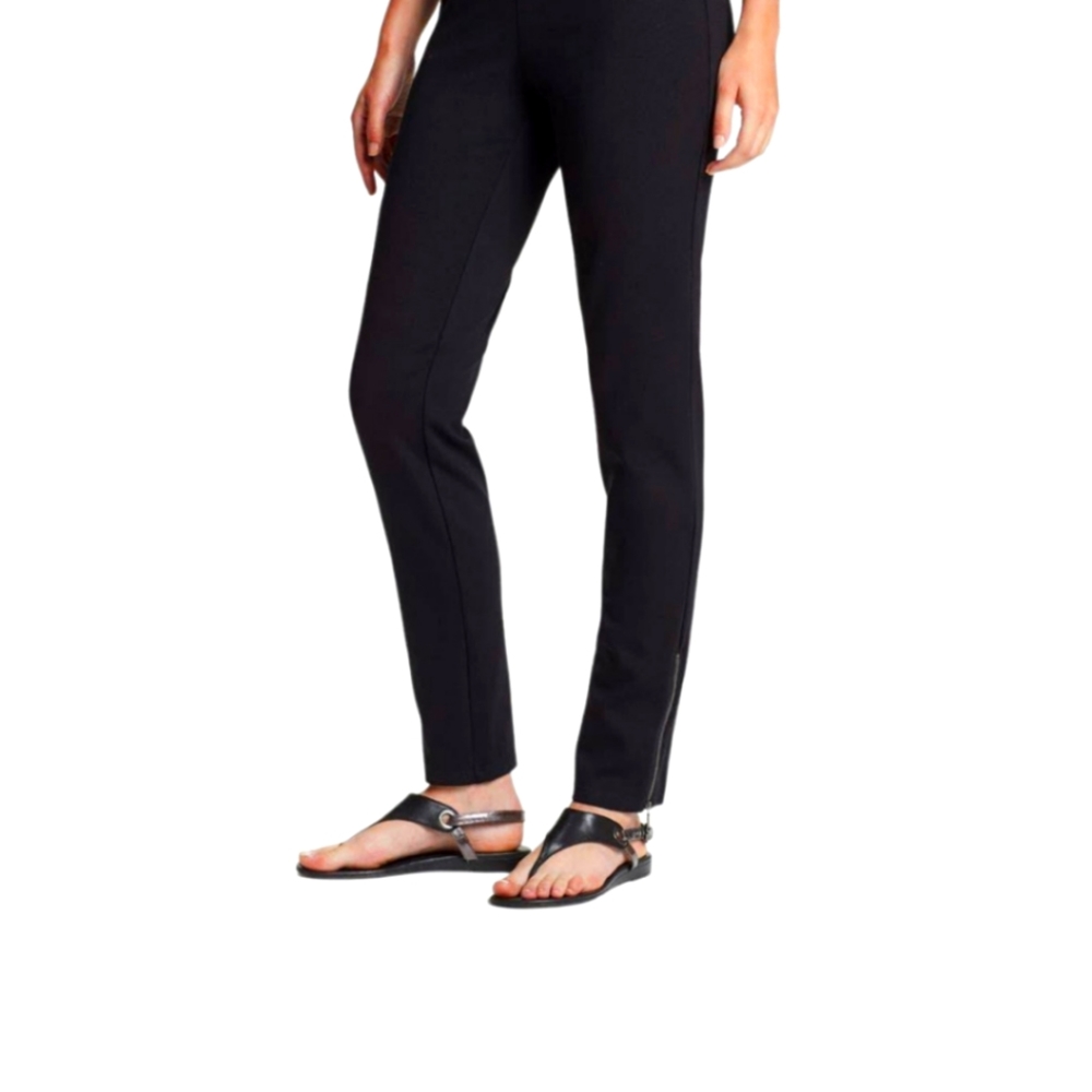 Eileen Fisher Pants Womens Size 2 Petite Black Straight Leg Slim Organic Cotton
